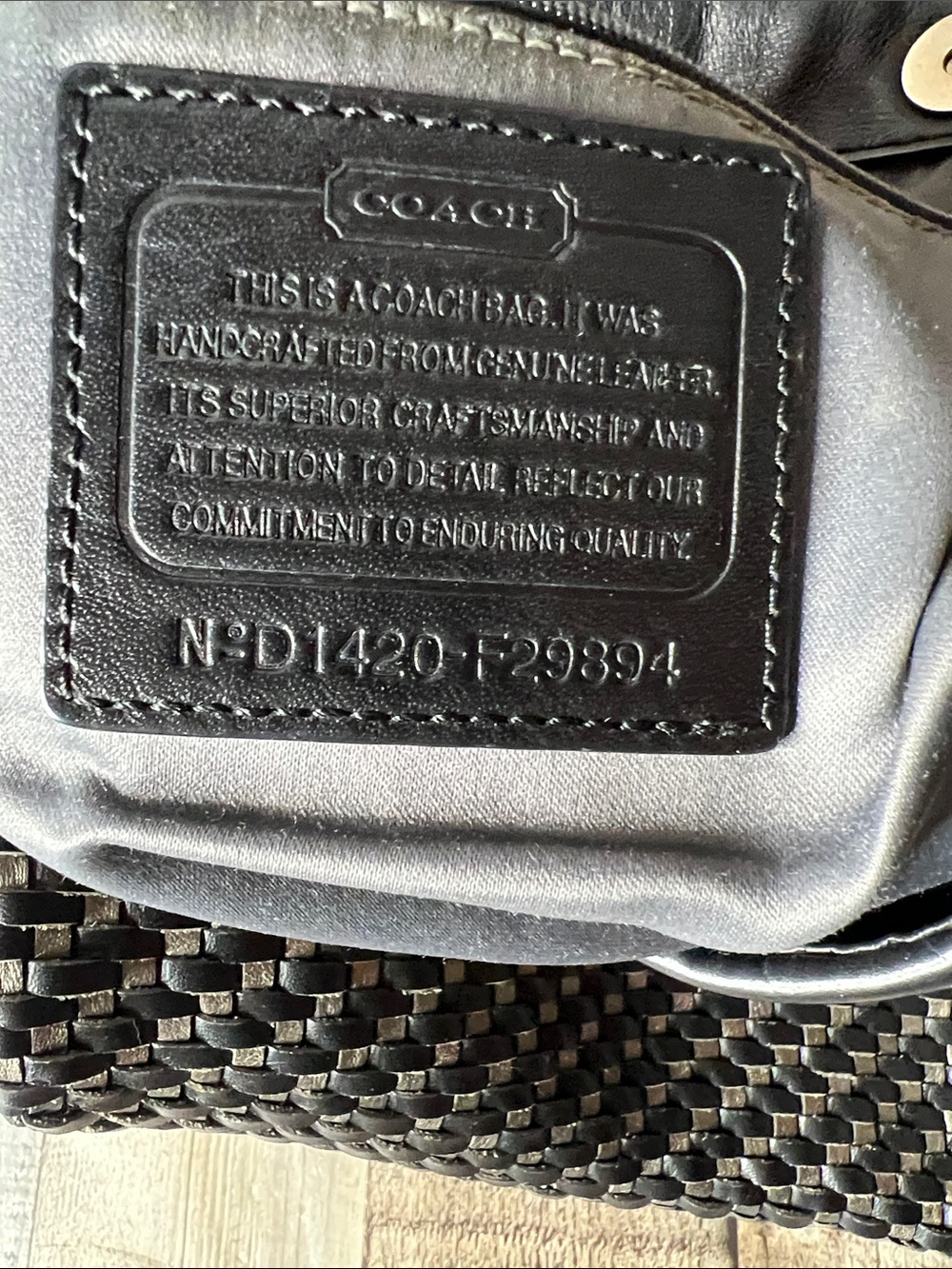 Coach Park Avery Woven Black Woven Shoulder Hobo Bag - Picture 8 of 10